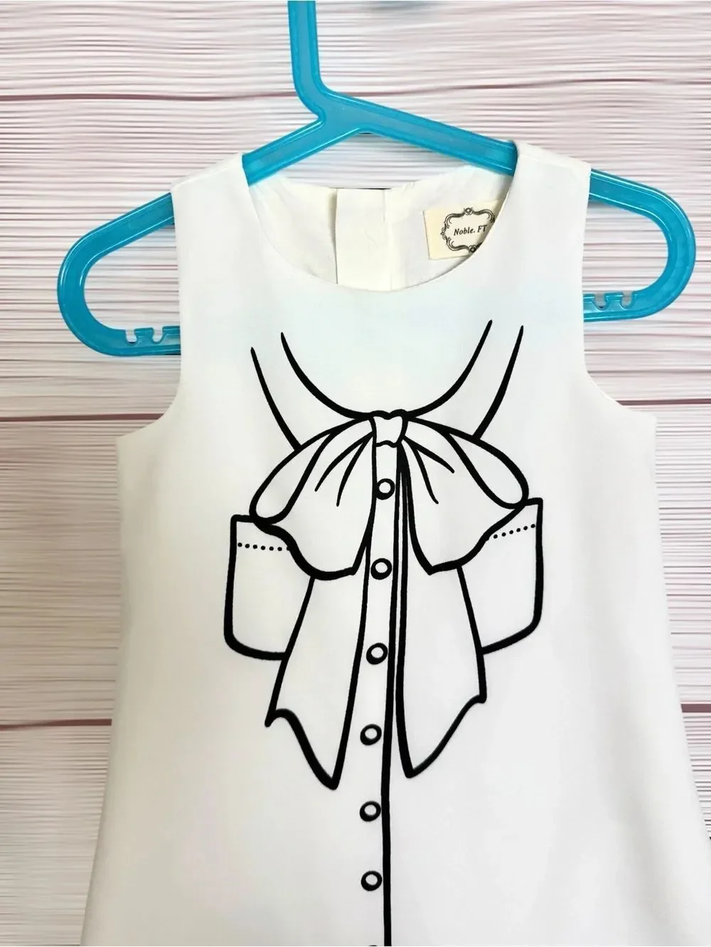 White Girls Summer Dress Sleeveless A-line Bow Print sz 100 US 3